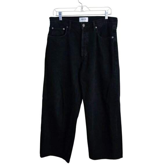 Agolde Low Slung Baggy Black Jeans Wide Leg Relaxed Fit Sustainable Size 28 - Picture 2 of 9